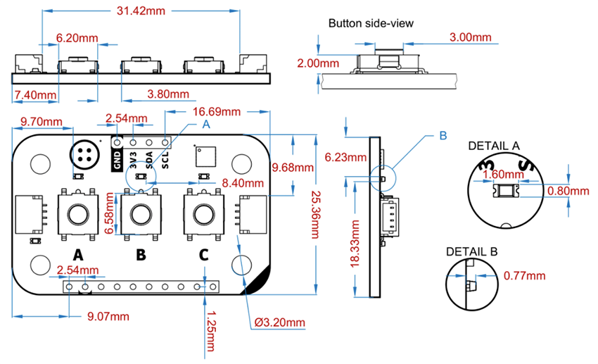 Plan mécanique - Arduino Boutons Modulino®